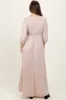 Beige Glitter V-Neck Maternity Maxi Dress sold by Pinkblush