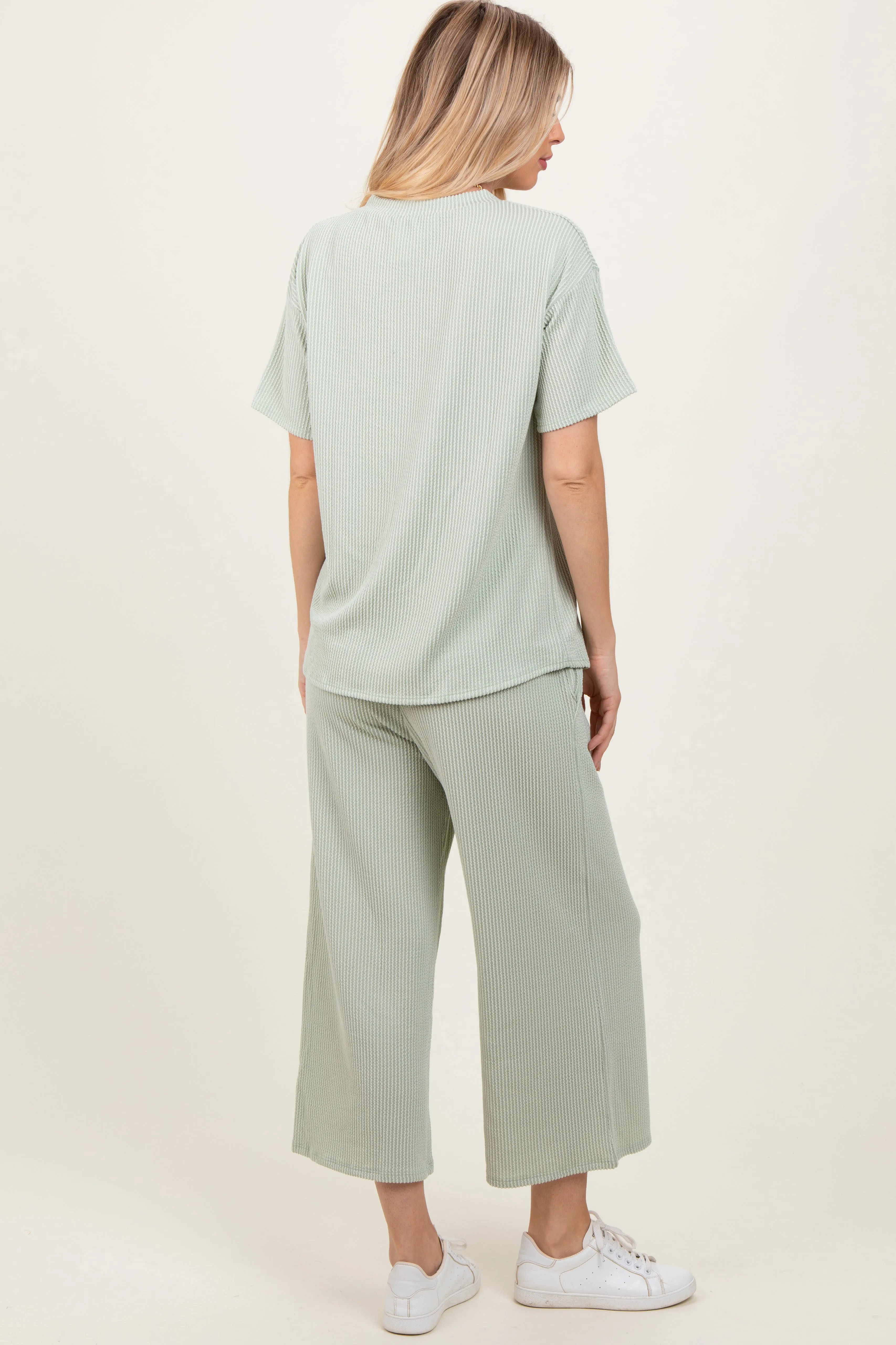 Sage Ribbed Short Sleeve Top Pajama Set sold by Pinkblush product image thumbnail 3