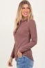 Plum Ruffle Collar Micro Waffle Knit Henley Top sold by Pinkblush