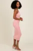 Pink Fitted Spaghetti Strap Midi Dress sold by Pinkblush