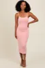 Pink Fitted Spaghetti Strap Midi Dress sold by Pinkblush