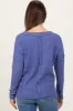 Blue Ribbed V-Neck Long Sleeve Maternity Top sold by Pinkblush