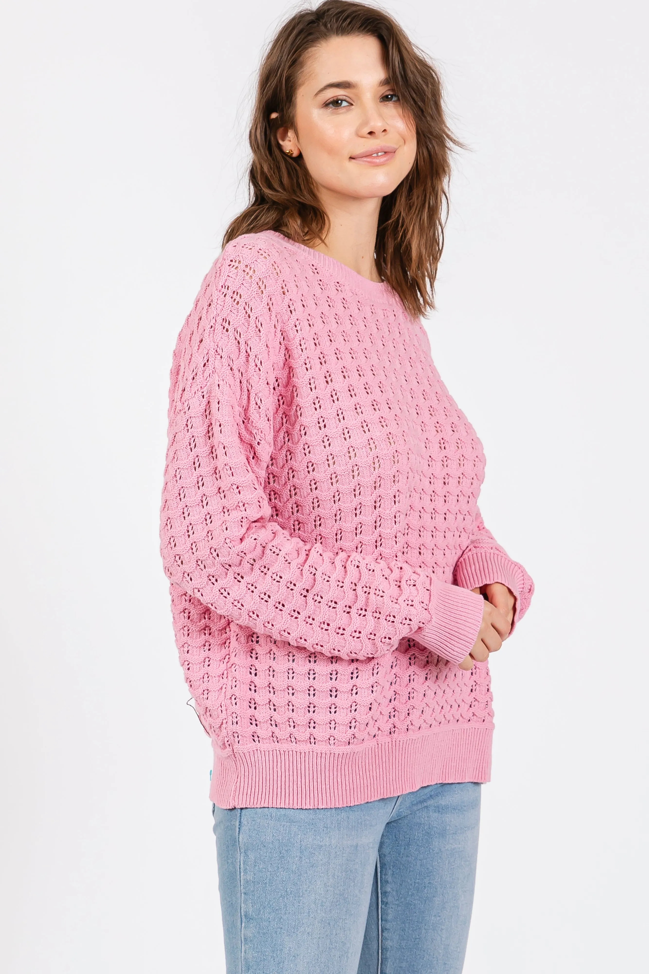 Pink Open Knit Long Sleeve Top sold by Pinkblush product image thumbnail 2
