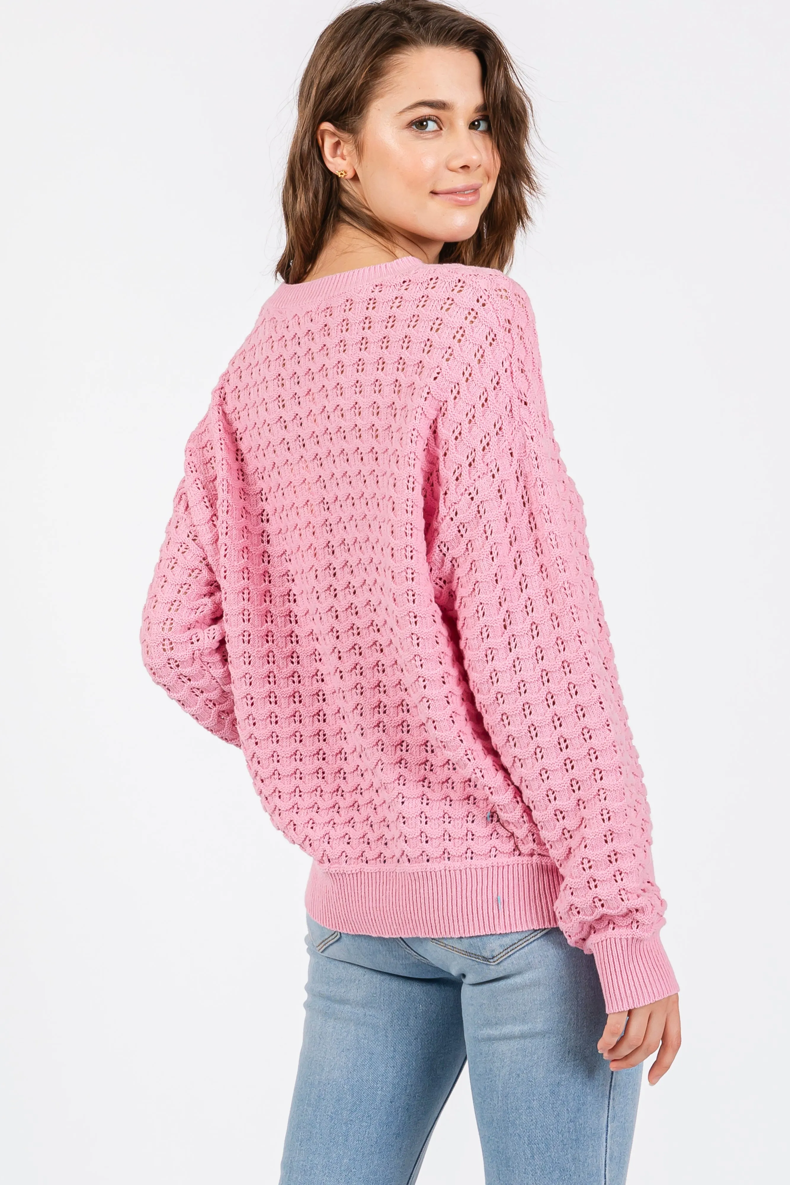 Pink Open Knit Long Sleeve Top sold by Pinkblush product image thumbnail 4