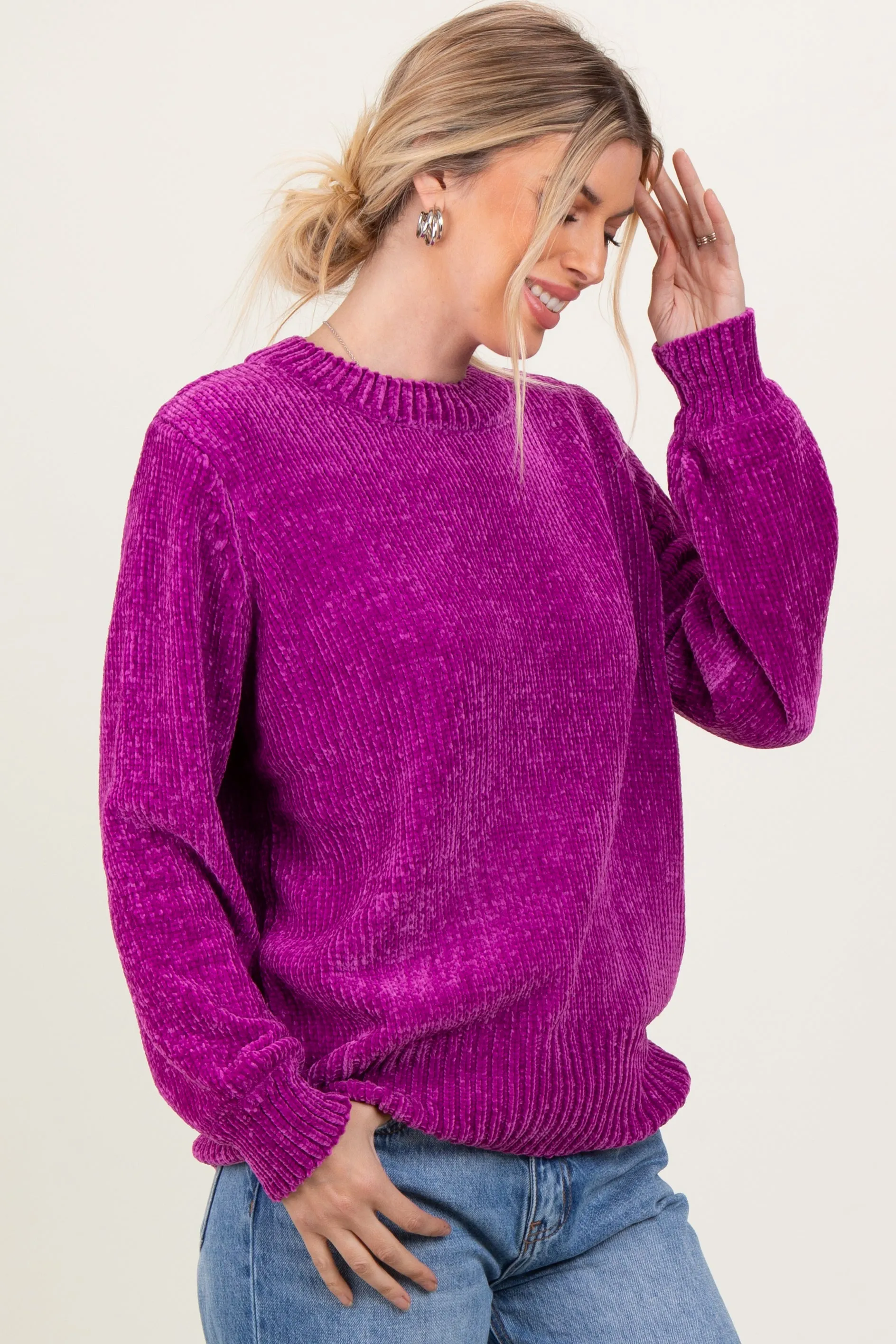 Magenta Chenille Knit Sweater sold by Pinkblush product image thumbnail 2