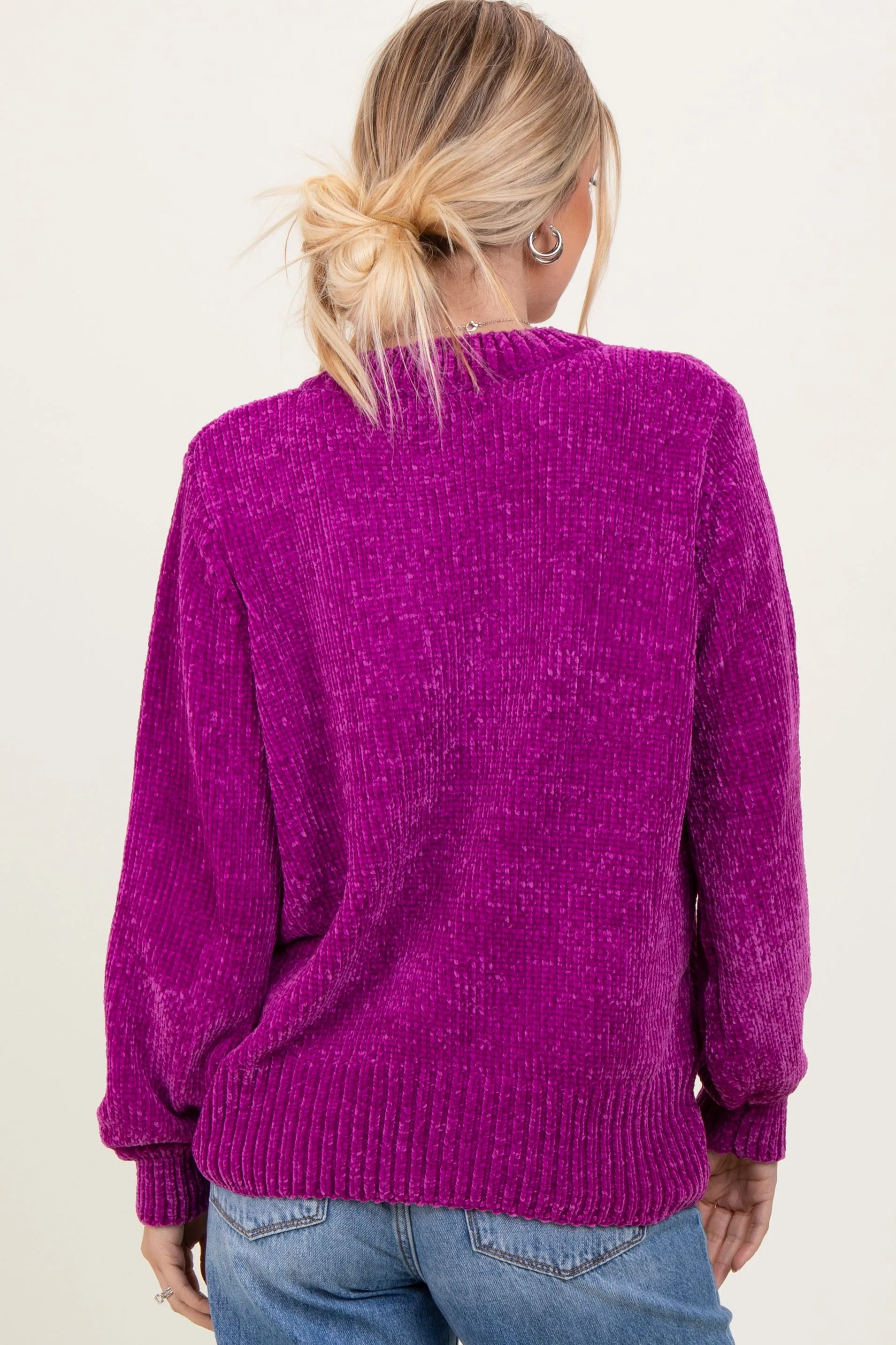 Magenta Chenille Knit Sweater sold by Pinkblush product image thumbnail 3