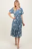 Blue Floral Print Ruffle Hem Midi Dress sold by Pinkblush