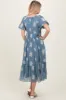 Blue Floral Print Ruffle Hem Midi Dress sold by Pinkblush