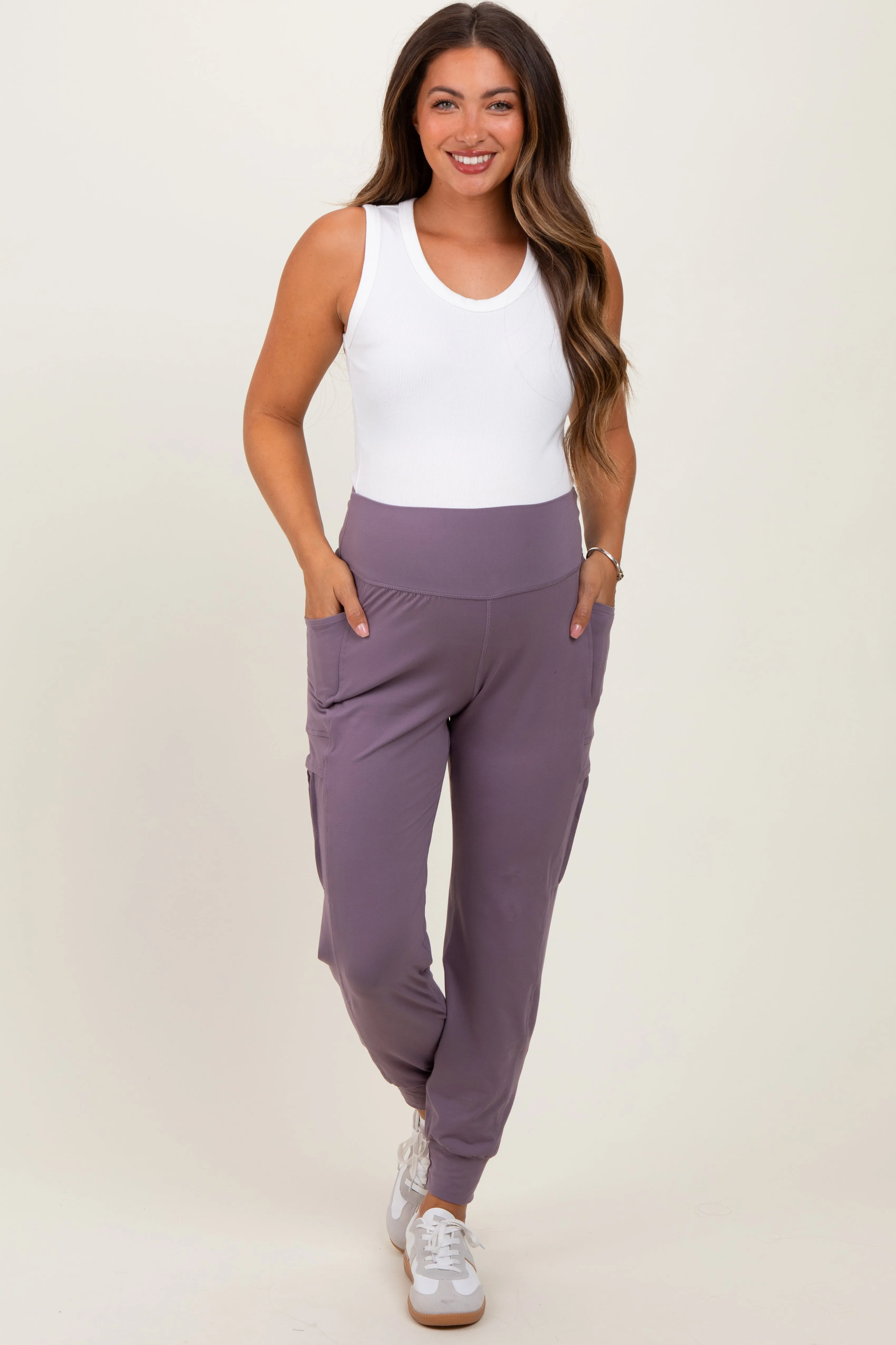 Violet Cargo Pocket Maternity Jogger Pants sold by Pinkblush product image thumbnail 2
