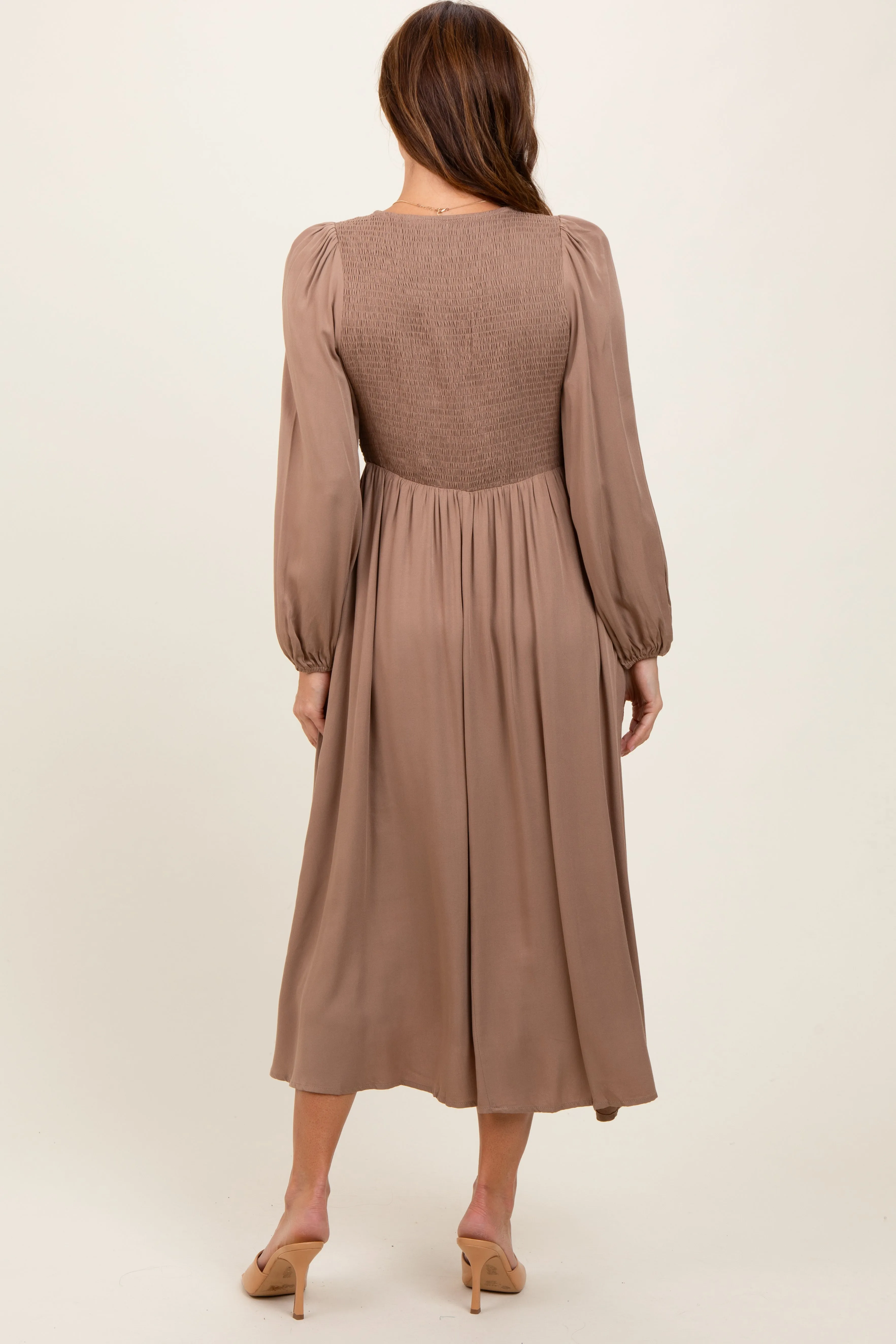Mocha Contrast Knit Bodice Maxi Dress sold by Pinkblush product image thumbnail 4
