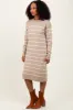 Beige Striped Midi Sweater Dress sold by Pinkblush