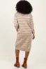 Beige Striped Midi Sweater Dress sold by Pinkblush