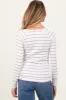 White Striped Ruched Side Maternity Long Sleeve Top sold by Pinkblush