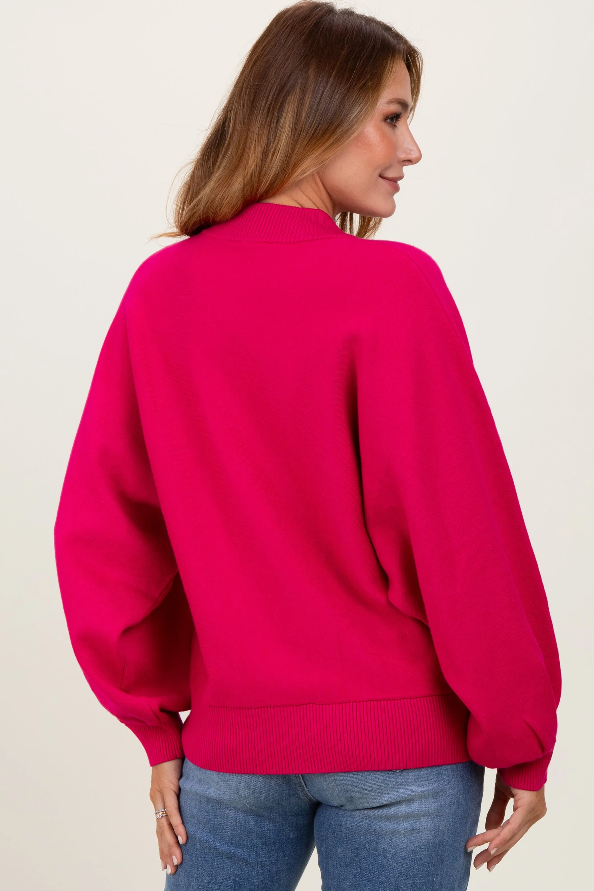 Magenta Oversized Bubble Sleeve Sweater sold by Pinkblush product image thumbnail 3