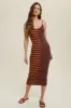 Brown Striped Ribbed Maternity Dress sold by Pinkblush