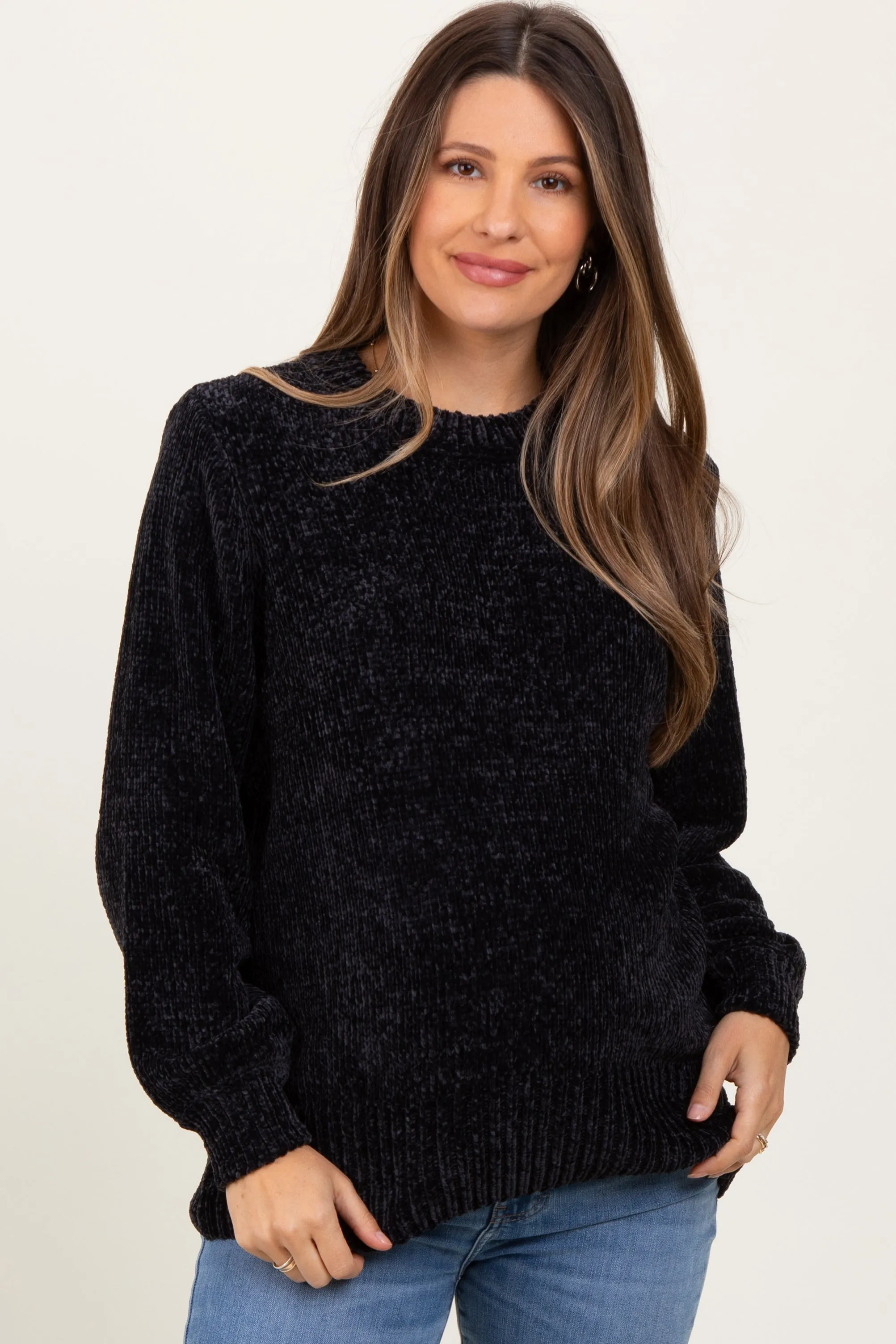 Black Chenille Knit Maternity Sweater sold by Pinkblush product image thumbnail 2