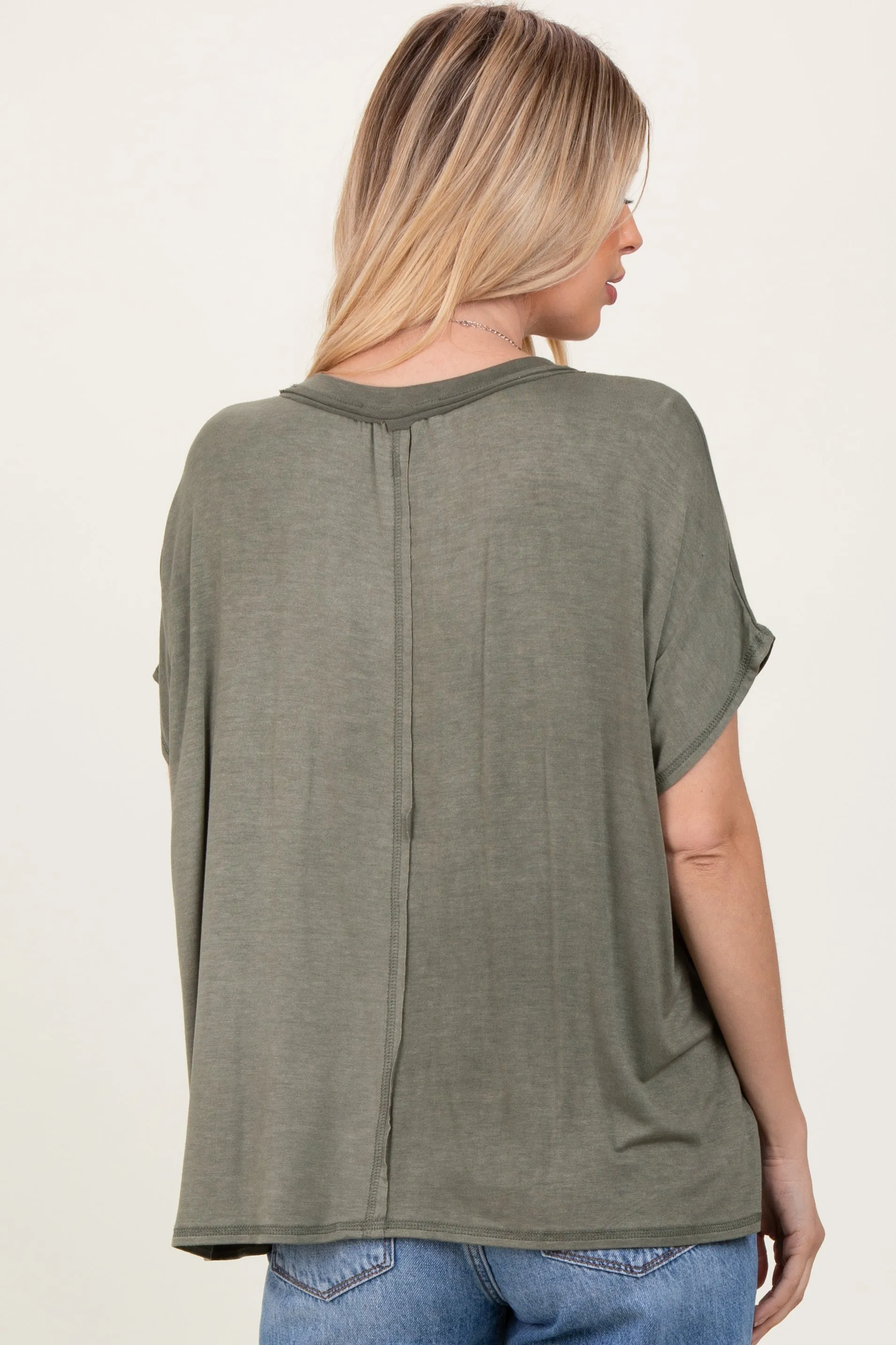 Light Olive Flutter Sleeve Top sold by Pinkblush product image thumbnail 4