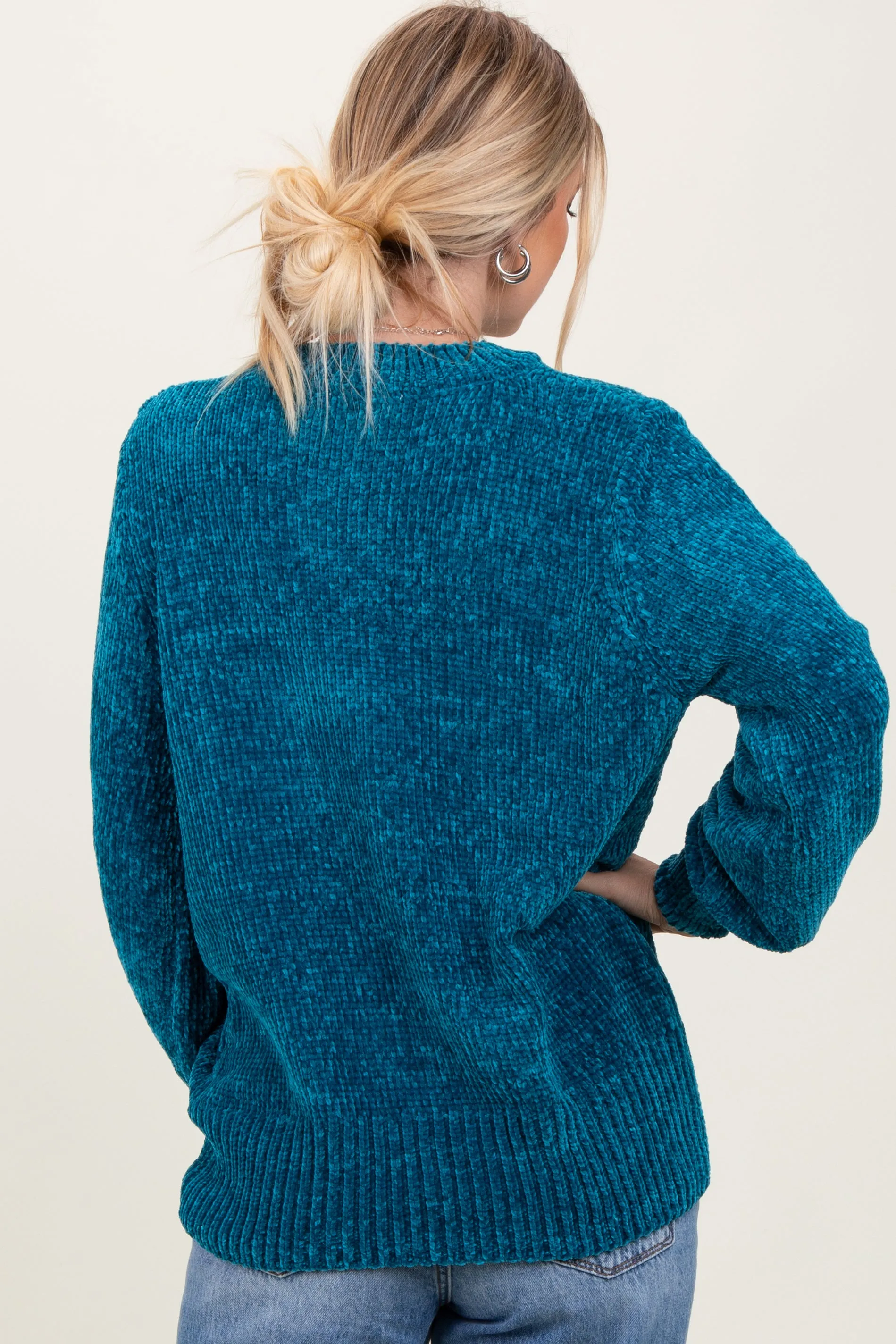 Teal Chenille Knit Sweater sold by Pinkblush product image thumbnail 4