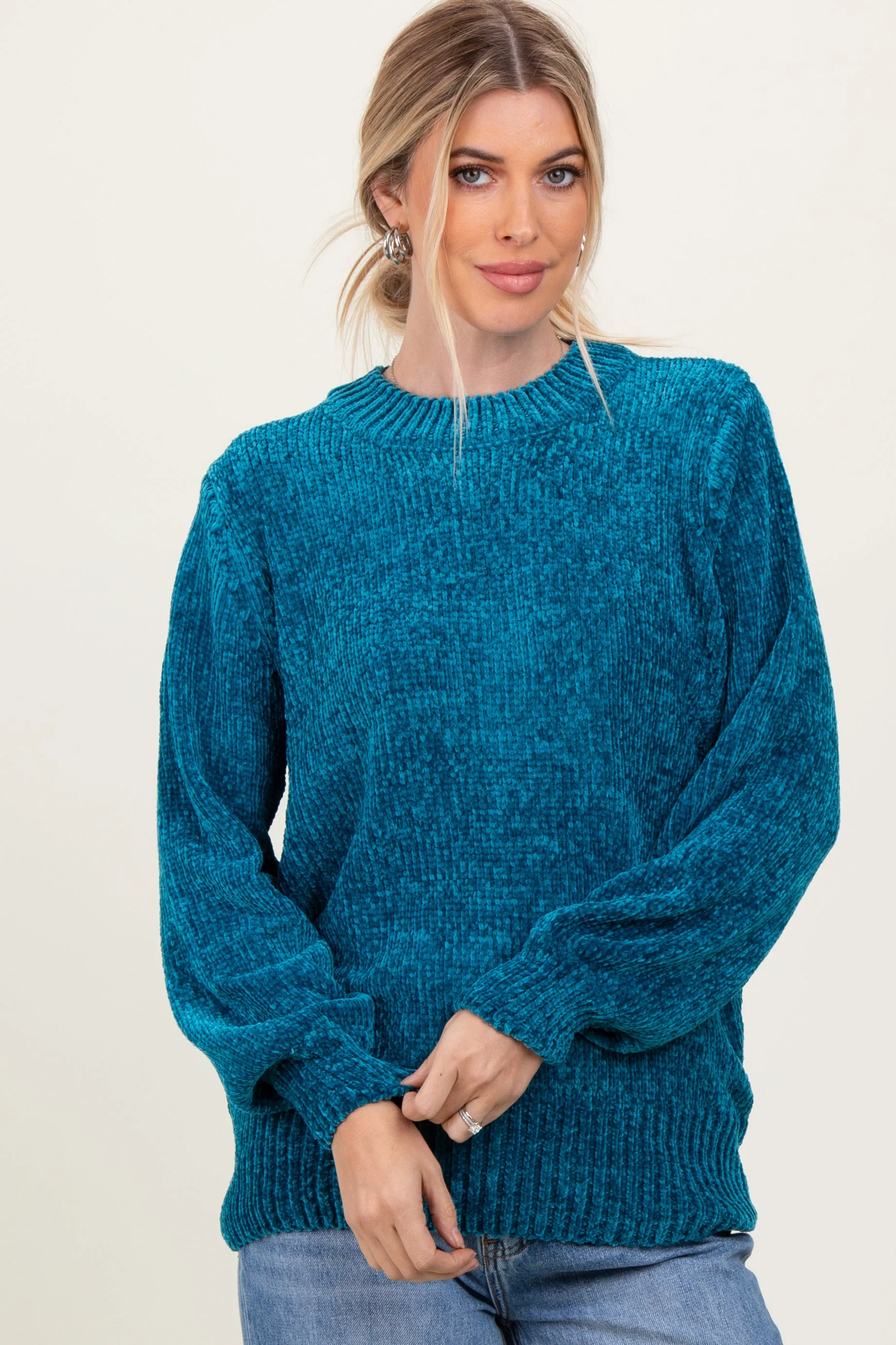 Teal Chenille Knit Sweater sold by Pinkblush product image thumbnail 2