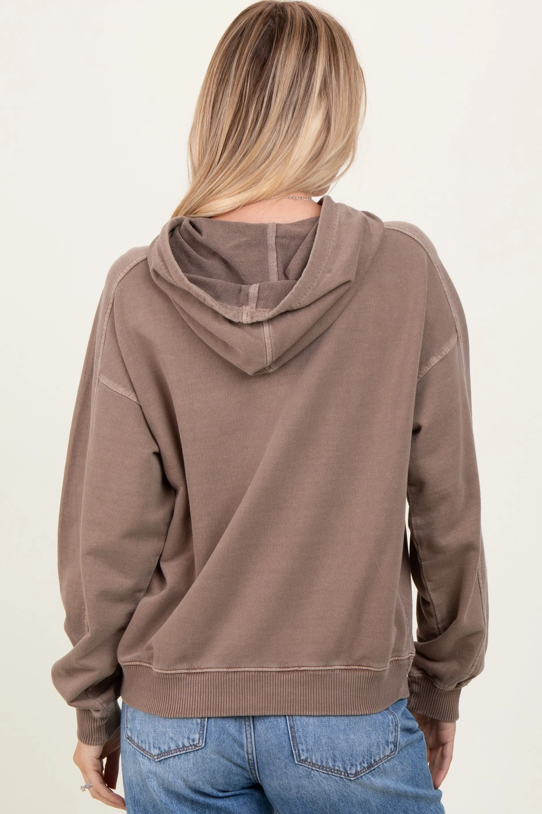Mocha French Terry Hooded Sweatshirt sold by Pinkblush product image thumbnail 3
