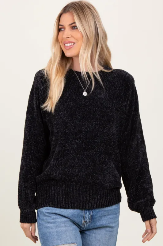 Black Chenille Knit Sweater sold by Pinkblush