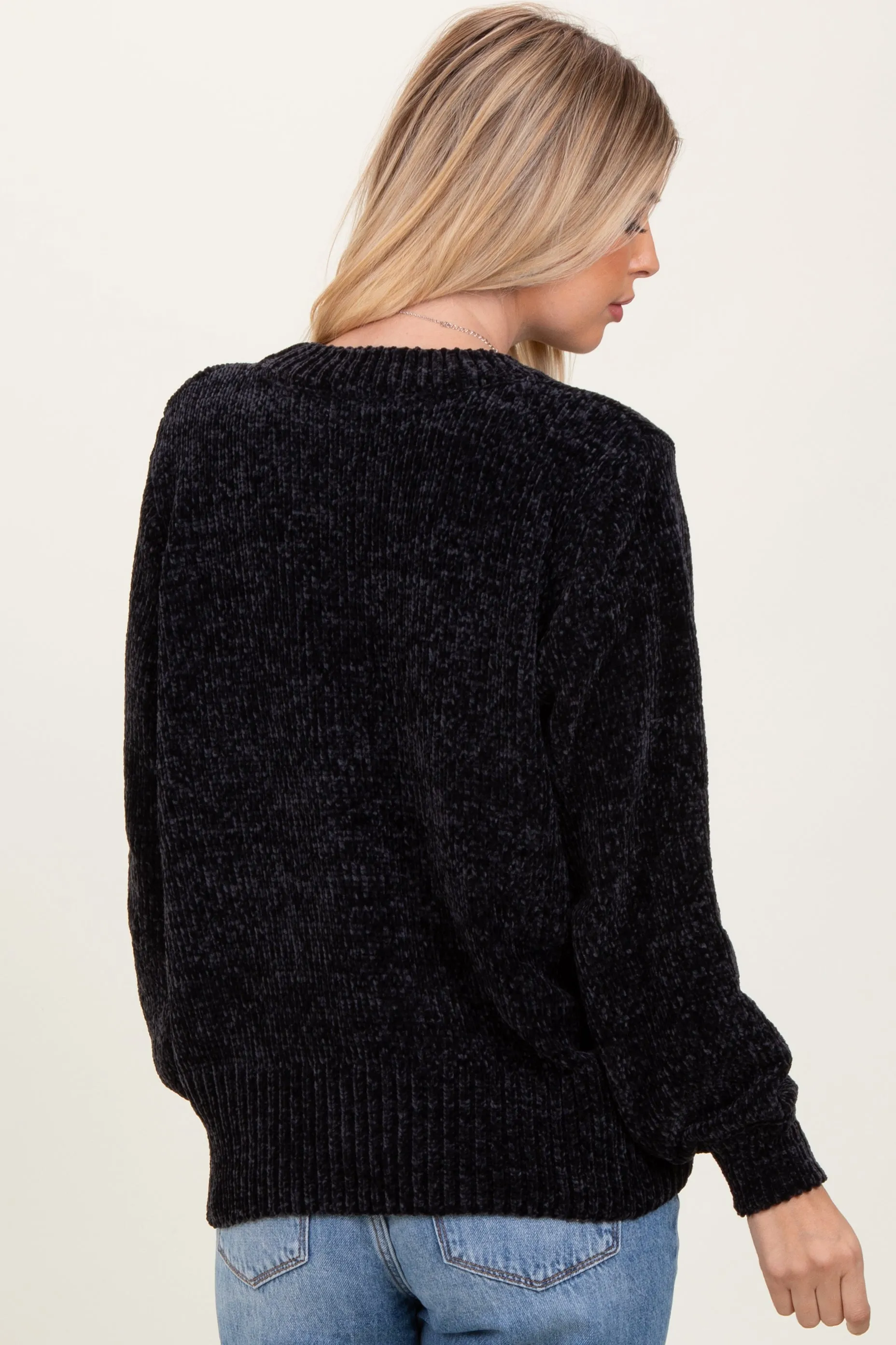 Black Chenille Knit Sweater sold by Pinkblush product image thumbnail 4
