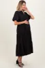 Black V-Neck Tiered Maternity Midi Dress sold by Pinkblush