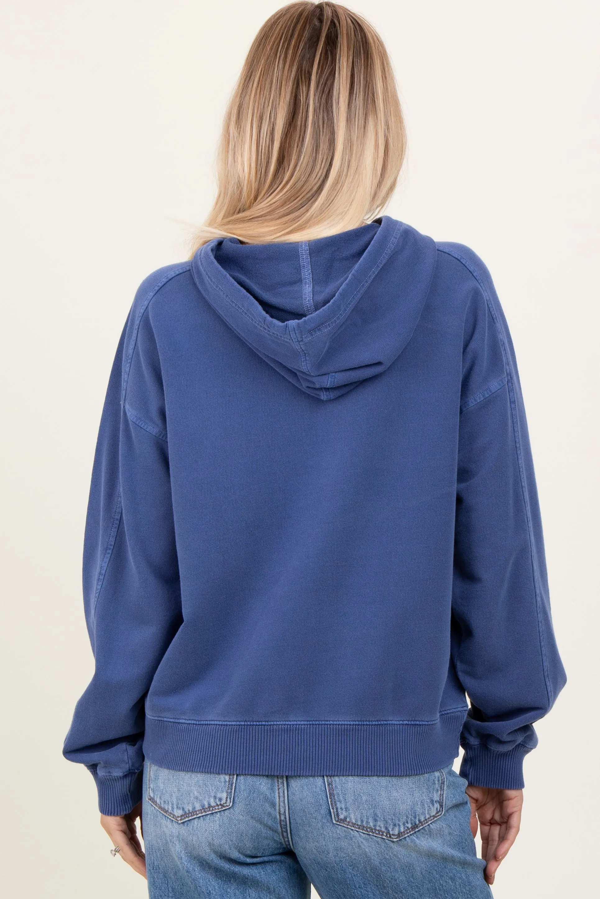 Blue French Terry Hooded Sweatshirt sold by Pinkblush product image thumbnail 4