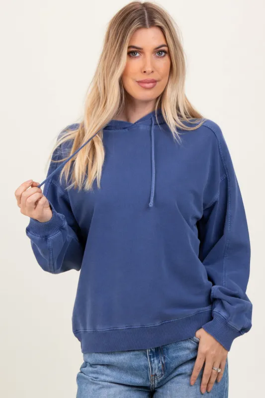 Blue French Terry Hooded Sweatshirt sold by Pinkblush