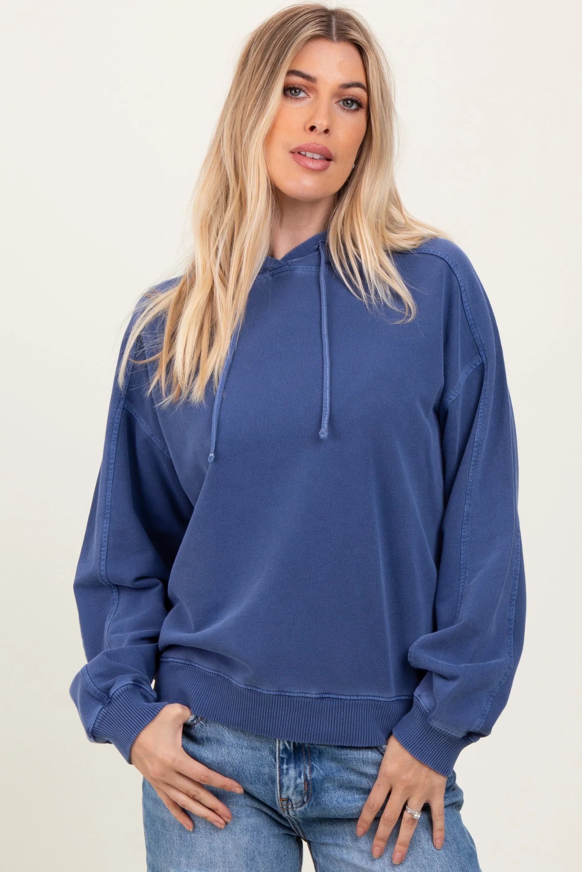 Blue French Terry Hooded Sweatshirt sold by Pinkblush product image thumbnail 2