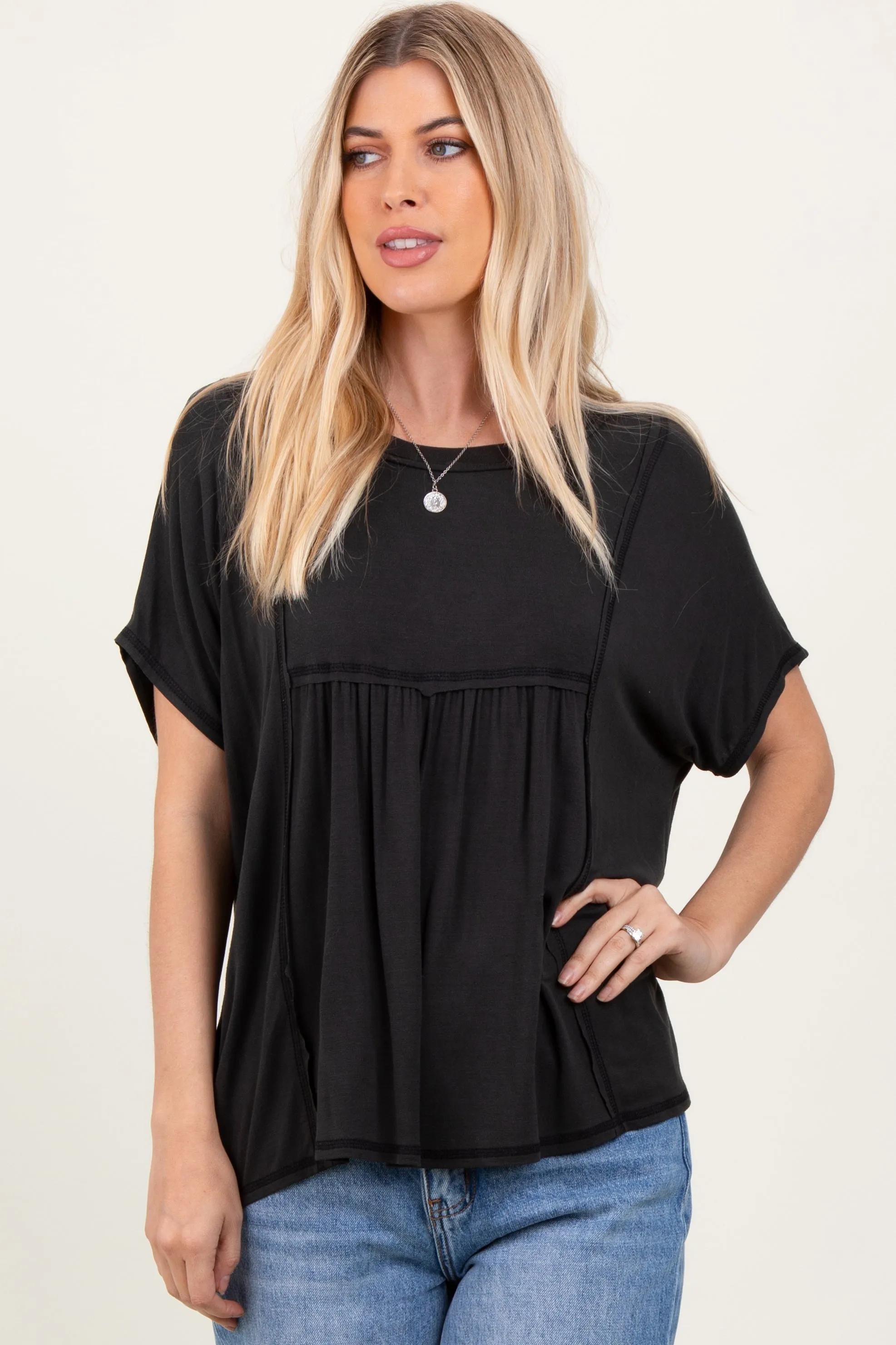Black Flutter Sleeve Top sold by Pinkblush