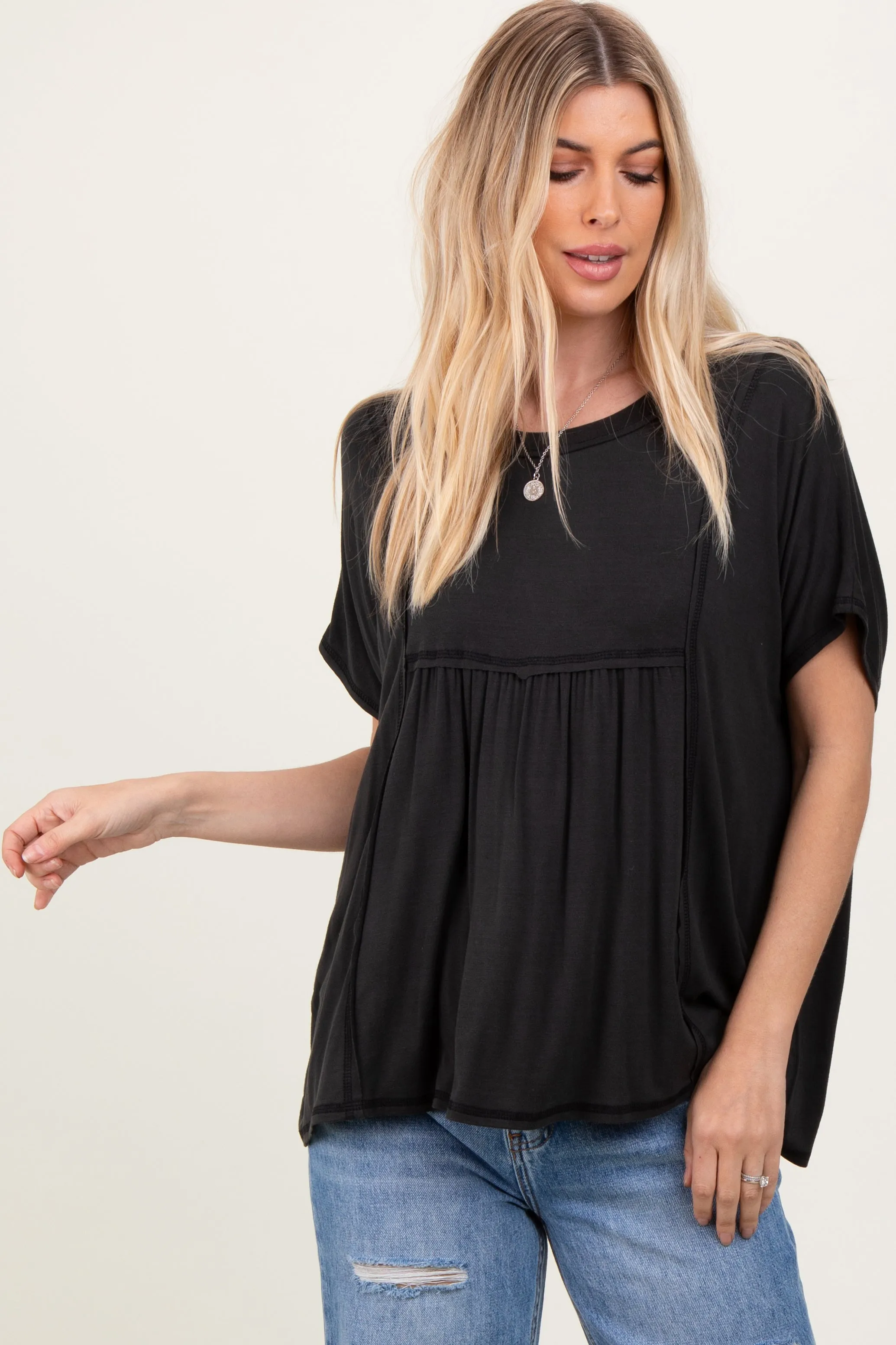 Black Flutter Sleeve Top sold by Pinkblush product image thumbnail 2