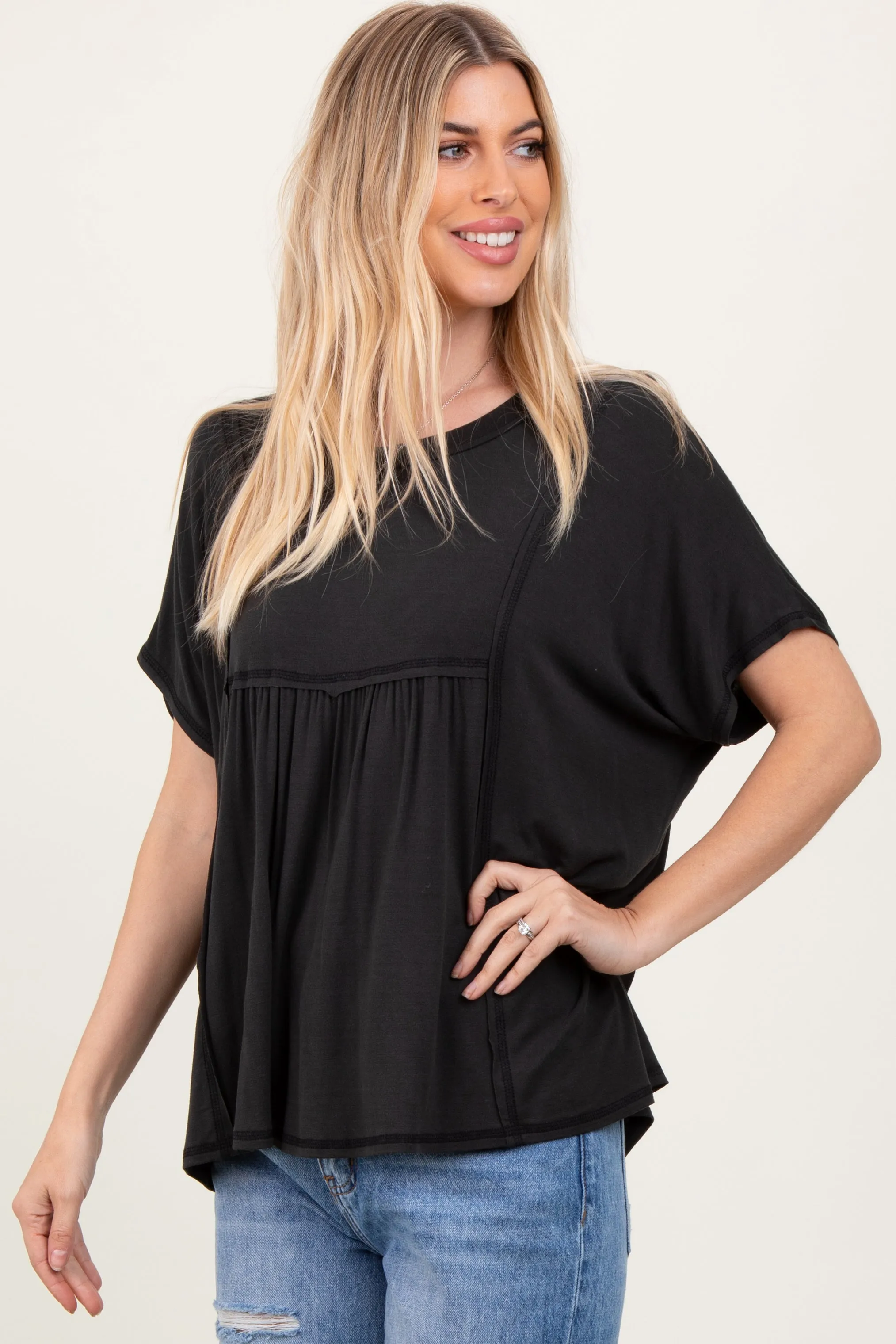 Black Flutter Sleeve Top sold by Pinkblush product image thumbnail 3