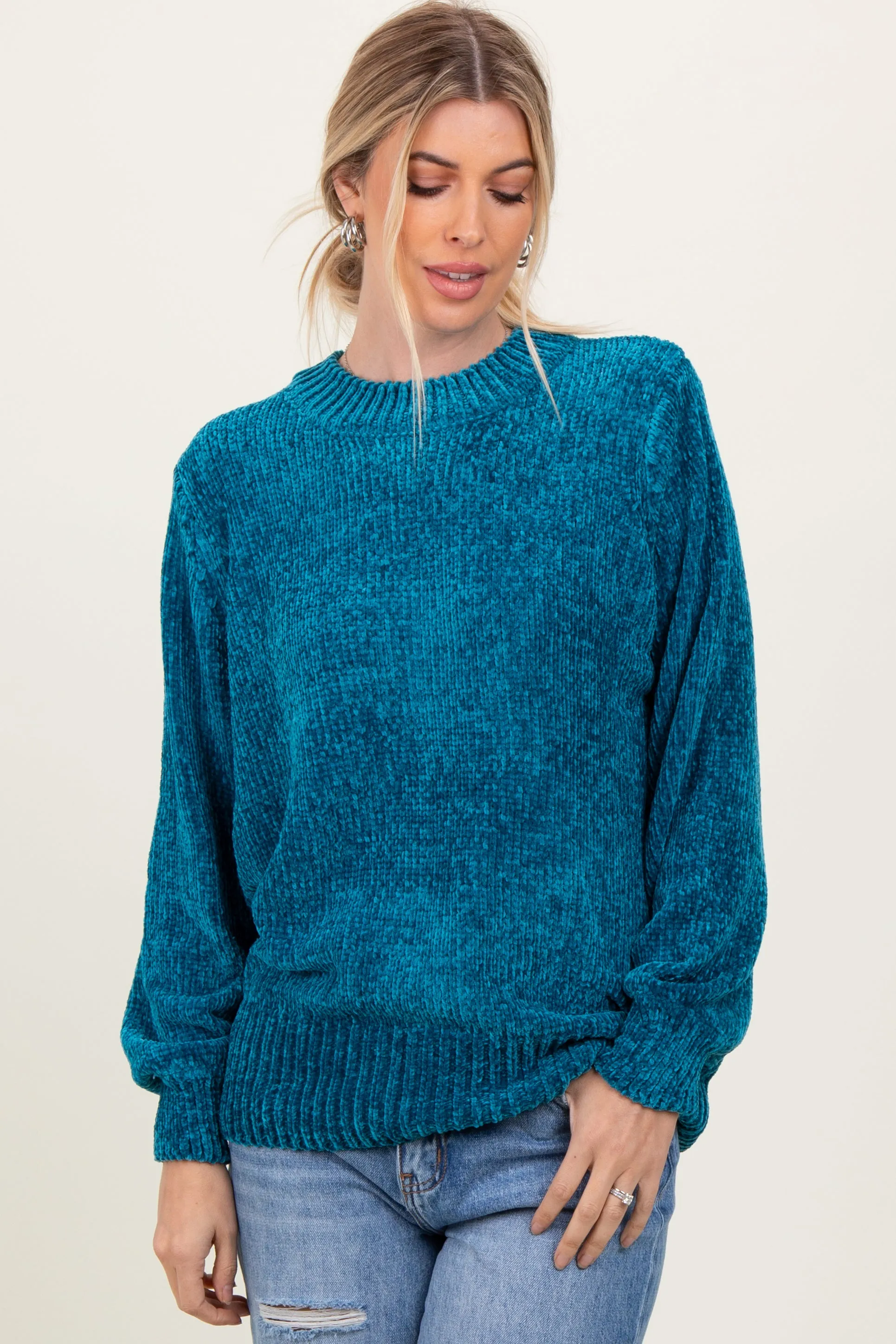 Teal Chenille Knit Maternity Sweater sold by Pinkblush product image thumbnail 4