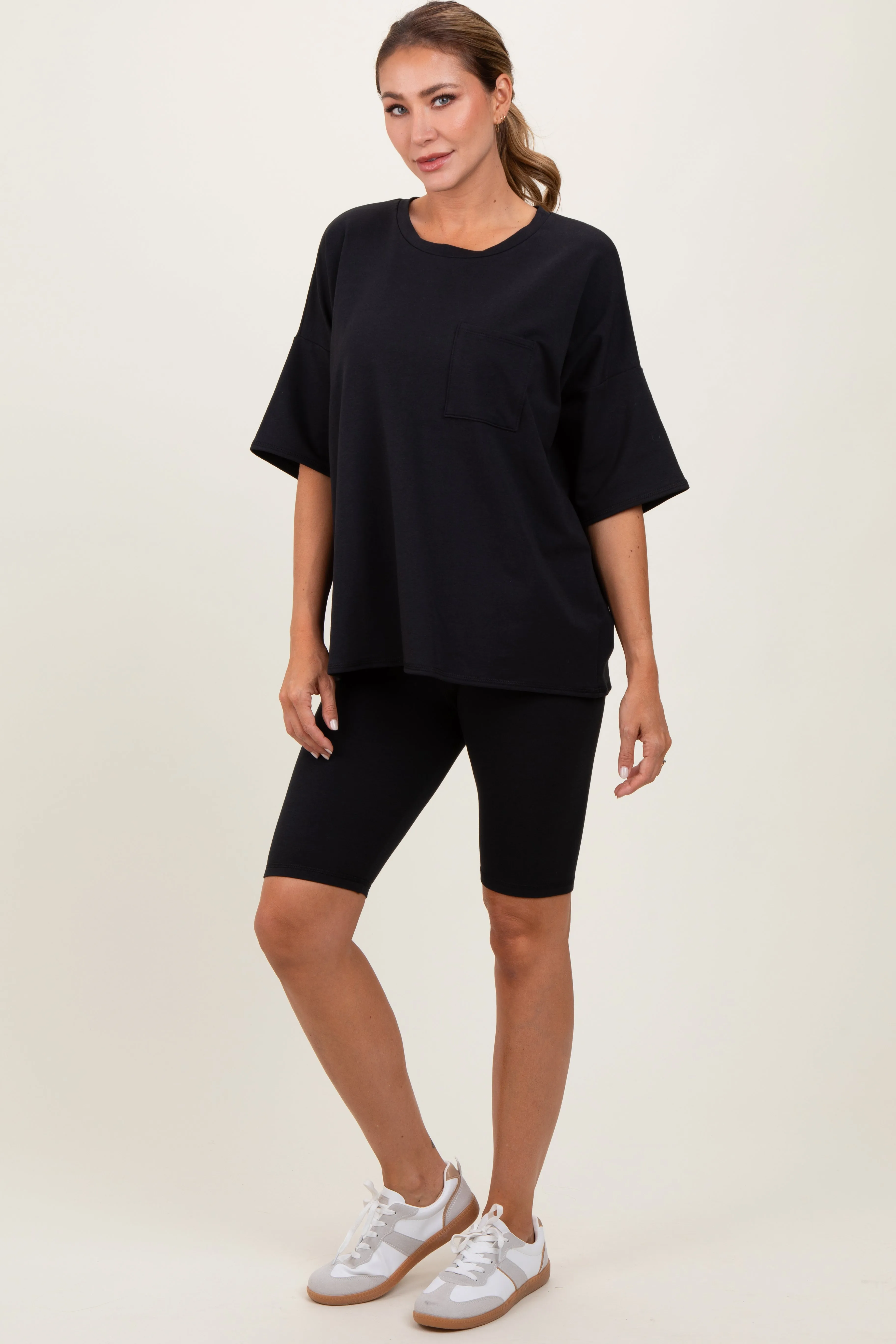 Black Oversized Short Sleeve Biker Short Set sold by Pinkblush product image thumbnail 3