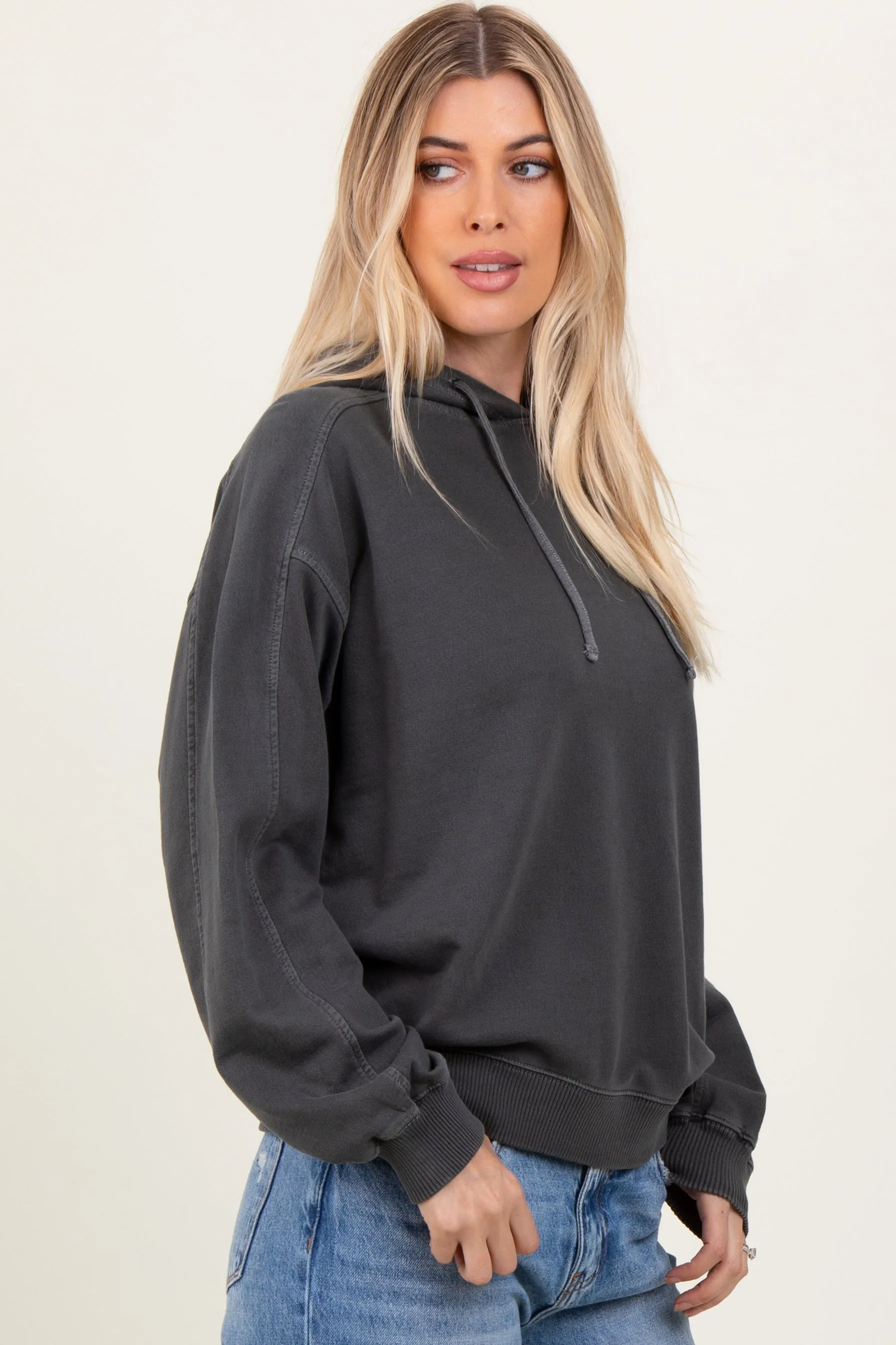 Black French Terry Hooded Sweatshirt sold by Pinkblush product image thumbnail 3