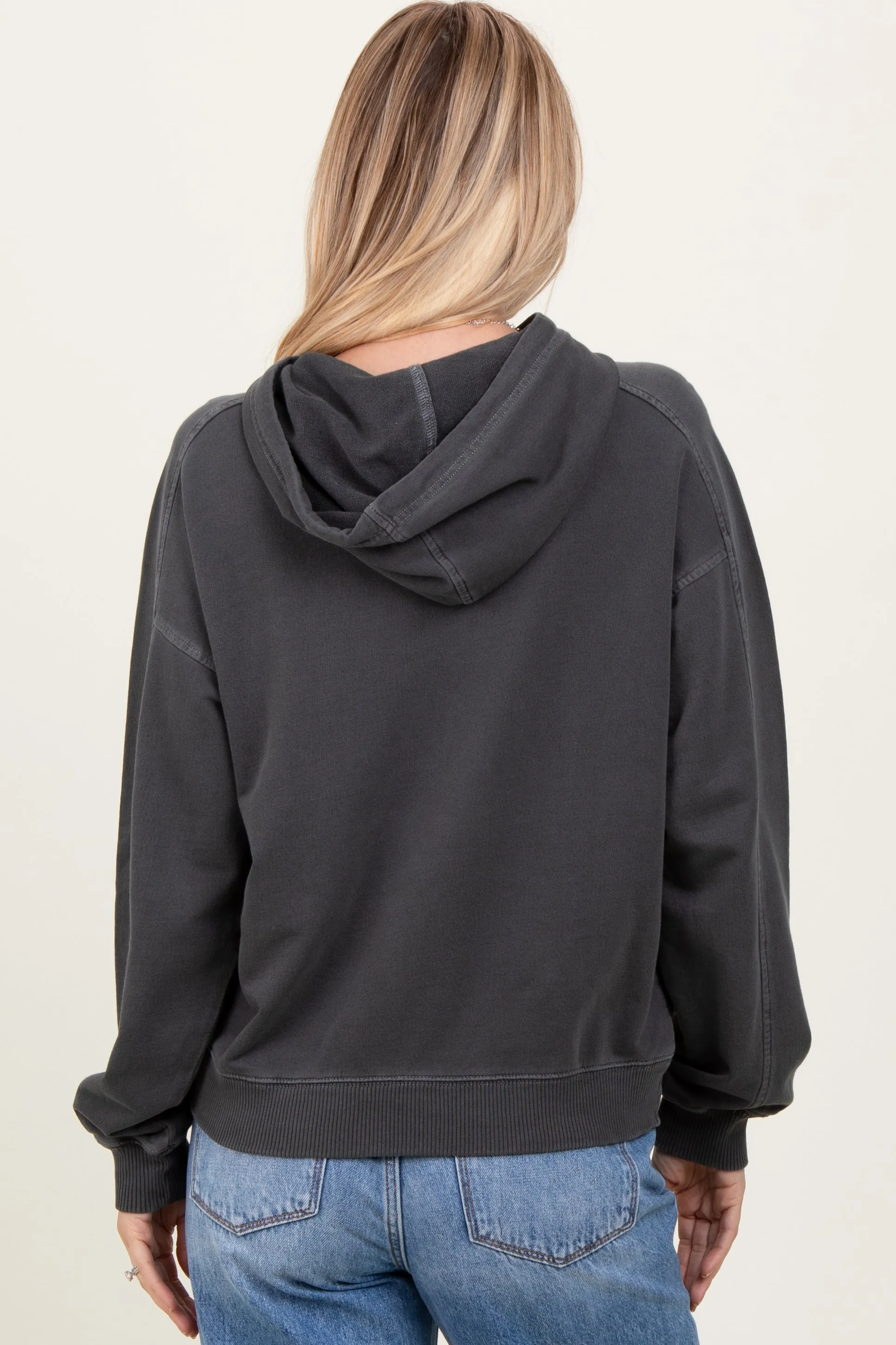 Black French Terry Hooded Sweatshirt sold by Pinkblush product image thumbnail 4