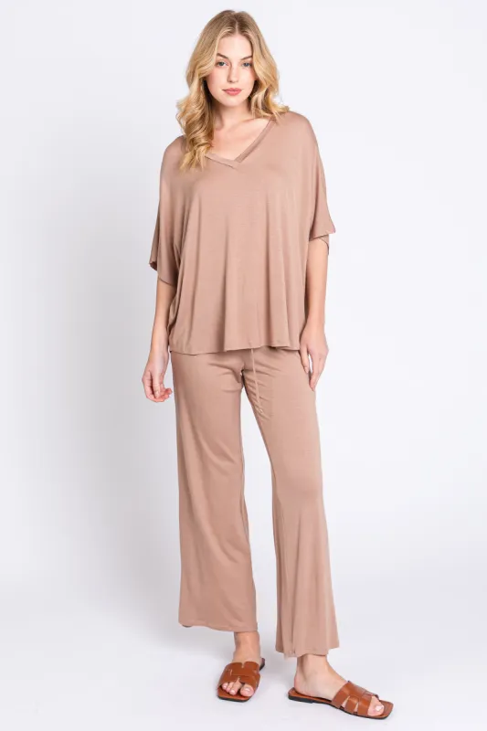 Mocha Cropped Pant Set sold by Pinkblush