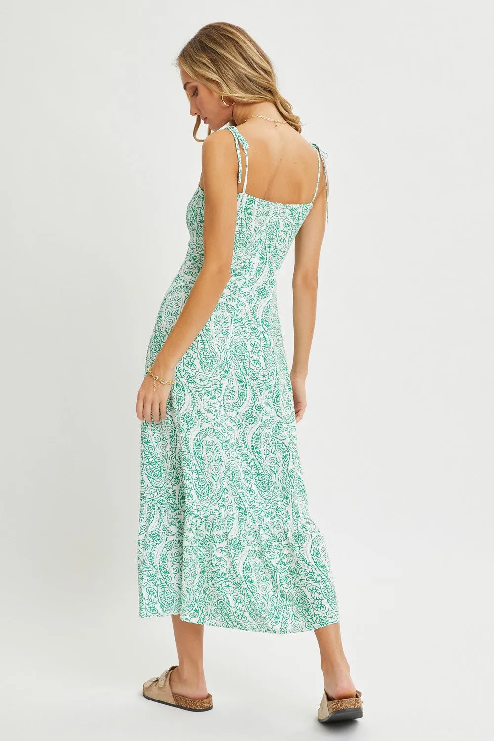 Green Floral Paisley Print Midi Dress sold by Pinkblush product image thumbnail 3