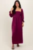 Burgundy Off Shoulder Satin Pleated Bodice Maxi Dress sold by Pinkblush