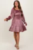 Mauve Velvet Smocked Long Sleeve Maternity Dress sold by Pinkblush