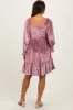 Mauve Velvet Smocked Long Sleeve Maternity Dress sold by Pinkblush