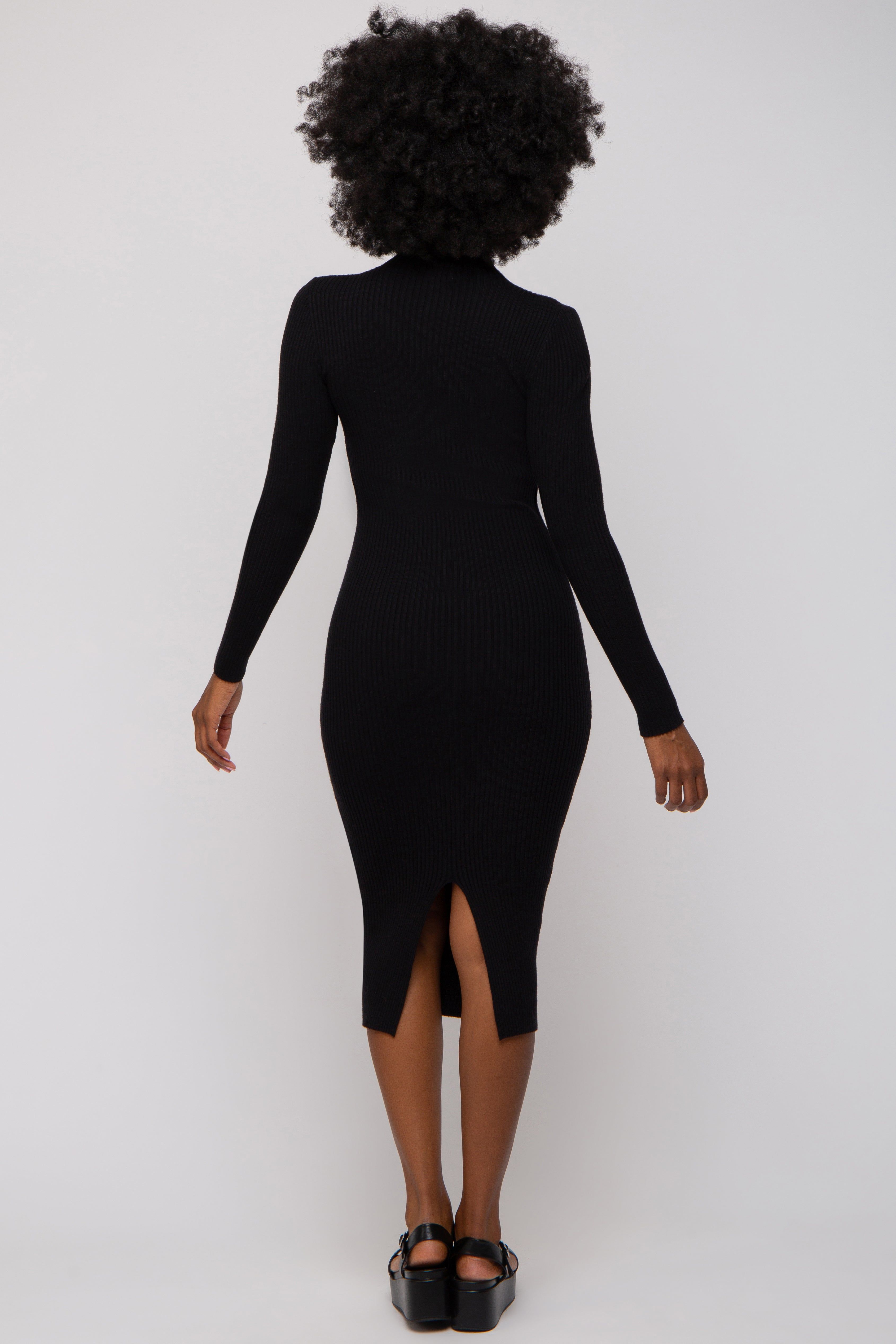 Black Cutout Fitted Knit Dress sold by Pinkblush product image thumbnail 3