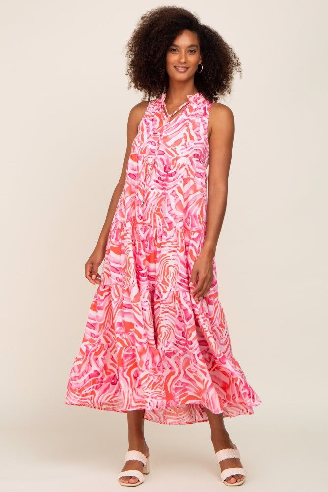 Pink Print Sleeveless Tiered Maxi sold by Pinkblush