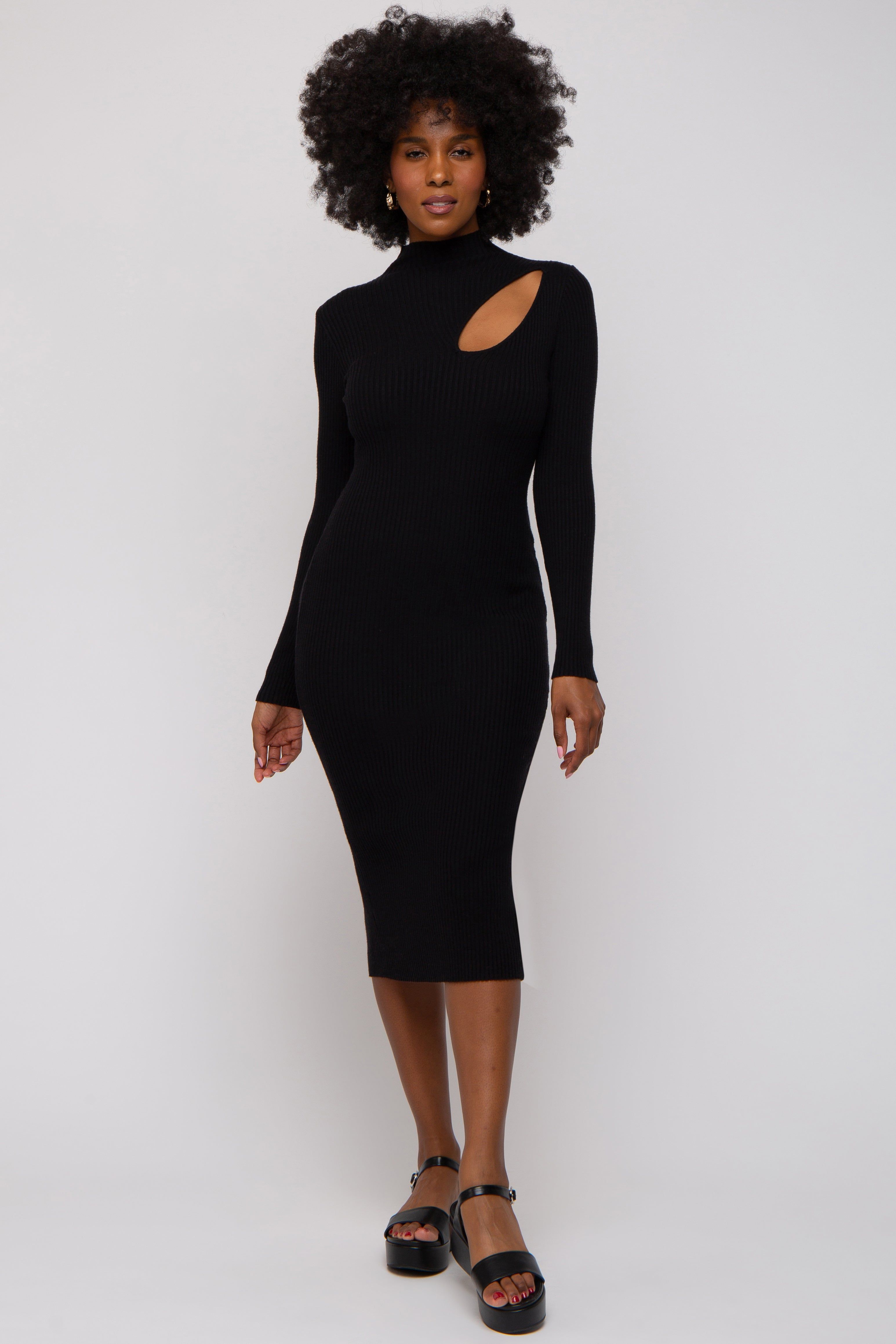 Black Cutout Fitted Knit Dress sold by Pinkblush product image thumbnail 4