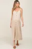 Beige Button Down Maternity Midi Tank Dress sold by Pinkblush