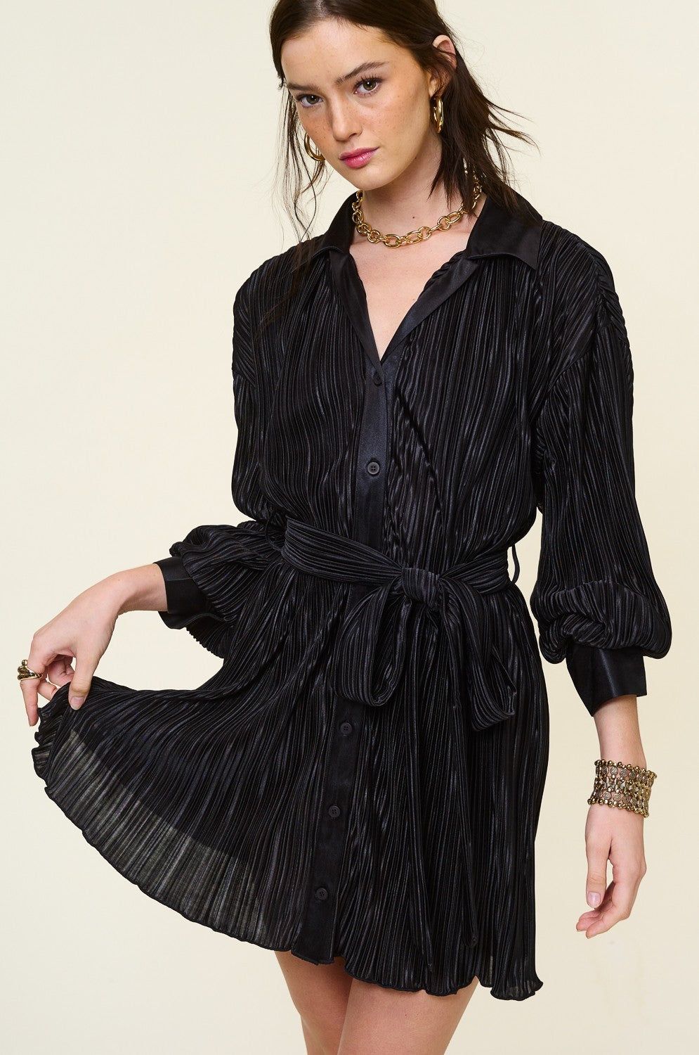 Black Pleated Dress sold by Pinkblush