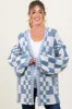 Blue Mixed Check Pattern Chunky Maternity Cardigan sold by Pinkblush