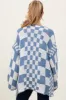 Blue Mixed Check Pattern Chunky Maternity Cardigan sold by Pinkblush