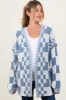 Blue Mixed Check Pattern Chunky Maternity Cardigan sold by Pinkblush